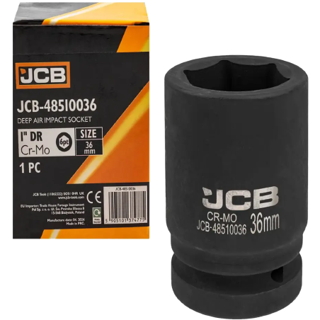 JCB Nasadka UDAROWA głęboka 1" 36mm 6-kątna Cr-Mo KLUCZ nasadowy