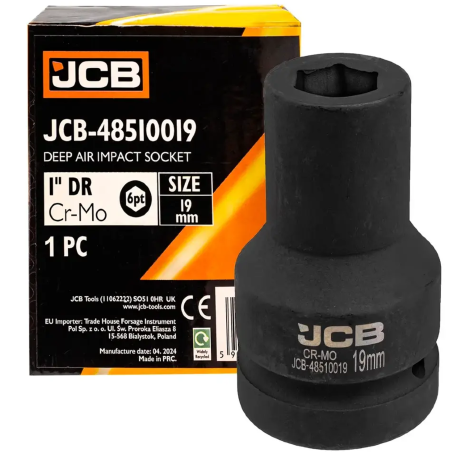 JCB Nasadka UDAROWA głęboka 1" 19mm 6-kątna Cr-Mo KLUCZ nasadowy