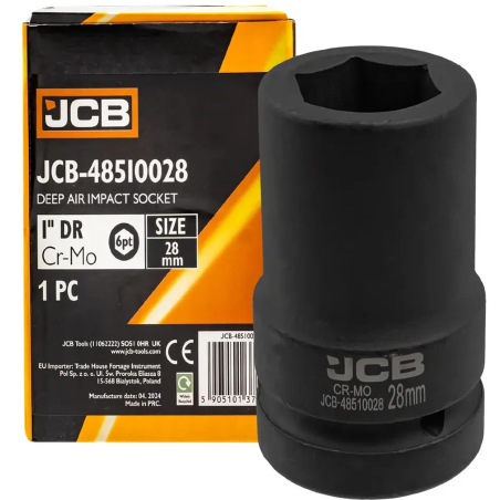 JCB Nasadka UDAROWA głęboka 1" 28mm 6-kątna Cr-Mo KLUCZ nasadowy