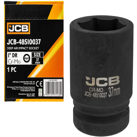 JCB Nasadka UDAROWA głęboka 1" 37mm 6-kątna Cr-Mo KLUCZ nasadowy