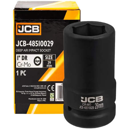 JCB Nasadka UDAROWA głęboka 1" 29mm 6-kątna Cr-Mo KLUCZ nasadowy