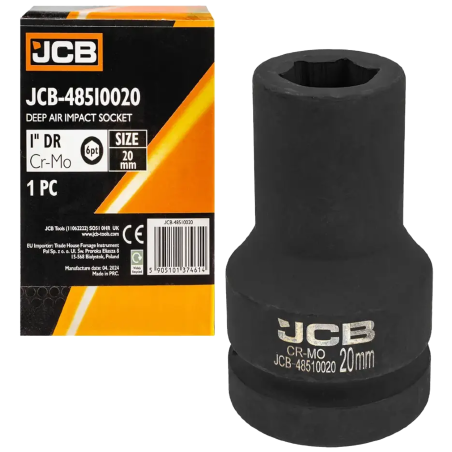 JCB Nasadka UDAROWA głęboka 1" 20mm 6-kątna Cr-Mo KLUCZ nasadowy