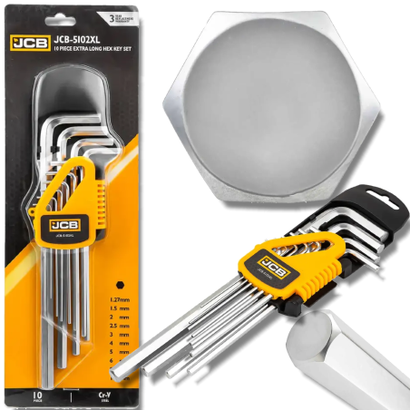 JCB Zestaw KLUCZY IMBUS 10 ELEMENTÓW 1.27-10mm  typu L Cr-V HEX