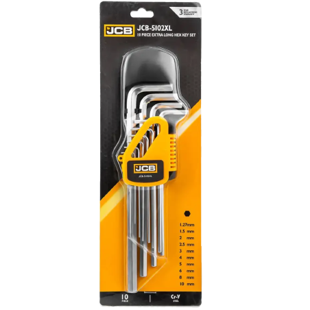 JCB Zestaw KLUCZY IMBUS 10 ELEMENTÓW 1.27-10mm  typu L Cr-V HEX