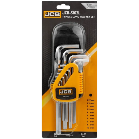 JCB Zestaw KLUCZY IMBUS długich 10 ELEMENTÓW 1.27-10mm  typu L Cr-V HEX