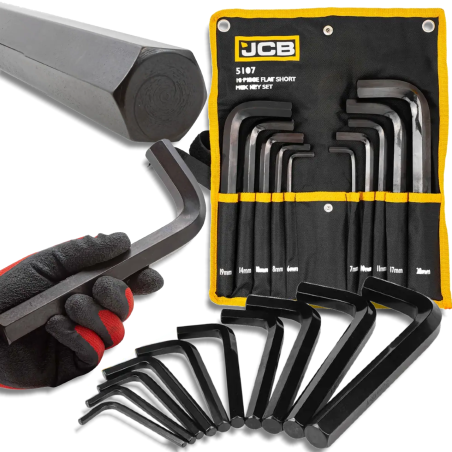 JCB Zestaw KLUCZY IMBUS 10 ELEMENTÓW na PŁACHCIE 6-22mm typu L Cr-V HEX