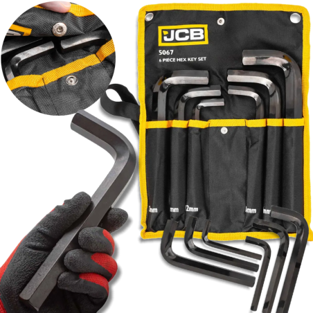JCB Zestaw KLUCZY IMBUS 6 ELEMENTÓW na PŁACHCIE 12-24mm typu L Cr-V HEX