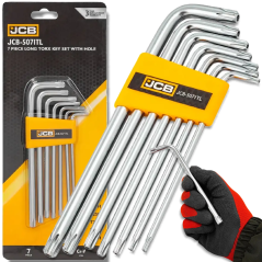 JCB Zestaw KLUCZY TORX długich z OTWOREM 7 ELEMENTÓW T10H-T40H typu L Cr-V