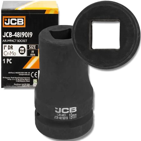 JCB Nasadka udarowa 1" 19mm NA KWADRAT 4-kątna Cr-Mo KLUCZ nasadowy