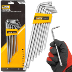 JCB Zestaw KLUCZY TORX EKSTRA długich 7 ELEMENTÓW T10-T40 typu L Cr-V