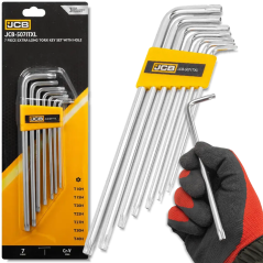JCB Zestaw KLUCZY TORX długich z OTWOREM 7 ELEMENTÓW T10H-T40H typu L Cr-V