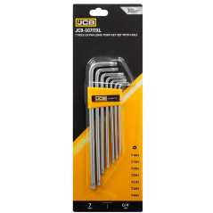 JCB Zestaw KLUCZY TORX długich z OTWOREM 7 ELEMENTÓW T10H-T40H typu L Cr-V