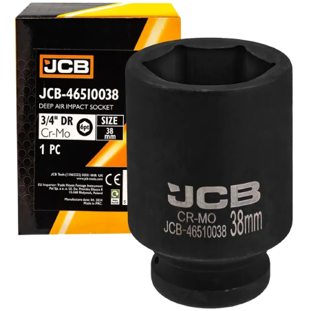 JCB NASADKA udarowa GŁĘBOKA 3/4" Cr-Mo 6-kątna 38mm KLUCZ nasadowy
