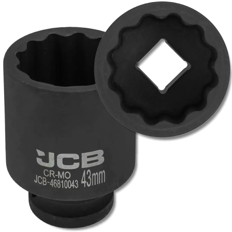 JCB NASADKA udarowa GŁĘBOKA 3/4" Cr-Mo 12-kątna 43mm KLUCZ NASADOWY