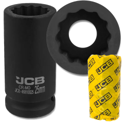 JCB NASADKA udarowa GŁĘBOKA 3/4" Cr-Mo 12-kątna 25mm KLUCZ NASADOWY