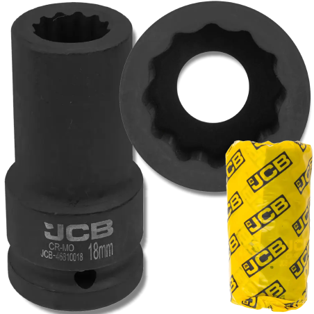 JCB NASADKA udarowa GŁĘBOKA 3/4" Cr-Mo 12-kątna 18mm KLUCZ NASADOWY