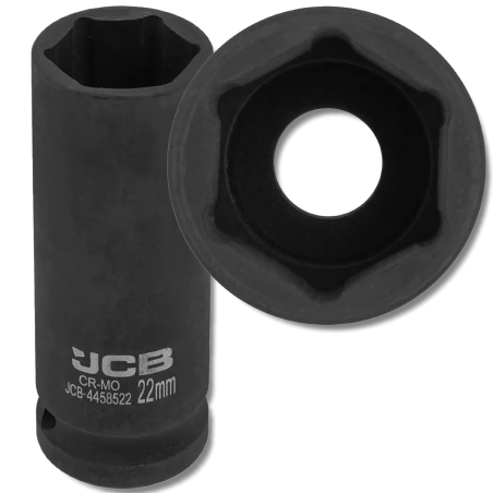 JCB NASADKA udarowa GŁĘBOKA 1/2" Cr-Mo 6-kątna 22mm KLUCZ NASADOWY