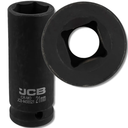 JCB NASADKA udarowa GŁĘBOKA 1/2" Cr-Mo 6-kątna 21mm KLUCZ NASADOWY