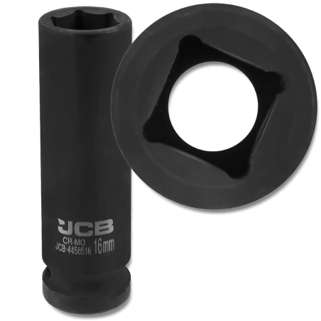 JCB NASADKA udarowa GŁĘBOKA 1/2" Cr-Mo 6-kątna 16mm KLUCZ NASADOWY