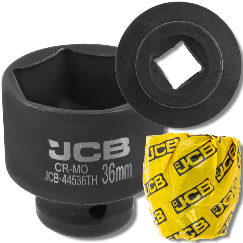 JCB Nasadka udarowa CIENKOŚCIENNA 1/2" 36mm 6-kątna Cr-Mo KLUCZ nasadowy JCB Nasadka udarowa CIENKOŚCIENNA 1/2" 36mm 6-kątna Cr-Mo KLUCZ nasadowy