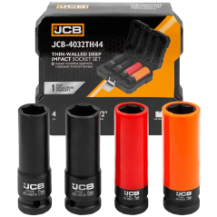 JCB Zestaw NASADEK udarowych CIENKOŚCIENNYCH 1/2" Cr-Mo 6-kąt 4 ELEMENTY