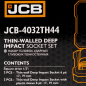 JCB Zestaw NASADEK udarowych CIENKOŚCIENNYCH 1/2" Cr-Mo 6-kąt 4 ELEMENTY