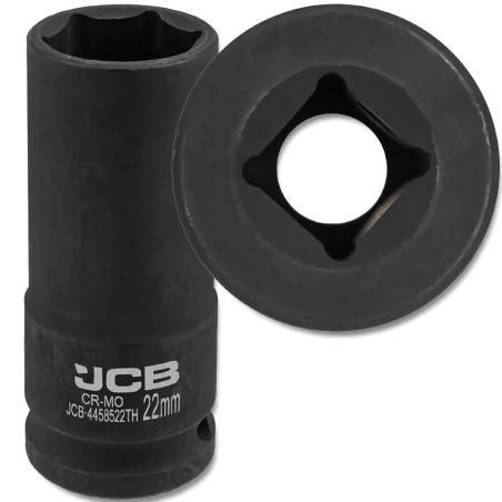 JCB NASADKA udarowa GŁĘBOKA cienkościenna 1/2" Cr-Mo 6-kątnych 22mm