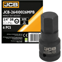 JCB Nasadka BIT udarowa 3/4" 26mm 6-kątna Cr-Mo KLUCZ nasadowy