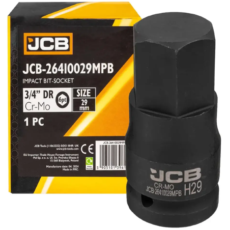JCB Nasadka BIT udarowa 3/4" 29mm 6-kątna Cr-Mo KLUCZ nasadowy