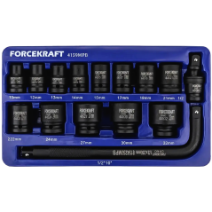 FORCEKRAFT Zestaw NASADEK udarowych 1/2" 15 ELEMENTÓW 6-kątnych (10-32mm)