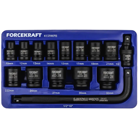 FORCEKRAFT Zestaw NASADEK udarowych 1/2" 15 ELEMENTÓW 6-kątnych (10-32mm)