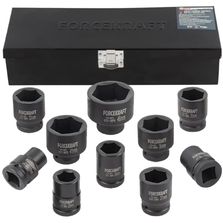 FORCEKRAFT Zestaw NASADEK udarowych 3/4" 10 ELEMENTÓW 6-kątnych (17-46mm)