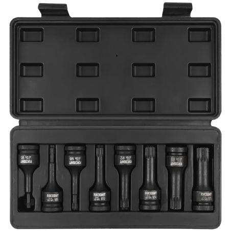 FORCEKRAFT Zestaw NASADEK bitów 1/2" 8 ELEMENTÓW SPLINE CrMo STAL + WALIZKA