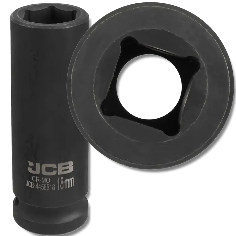 JCB NASADKA udarowa GŁĘBOKA 1/2" Cr-Mo 6-kątna 18mm KLUCZ NASADOWY