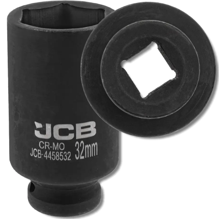 JCB NASADKA udarowa GŁĘBOKA 1/2" Cr-Mo 6-kątna 32mm KLUCZ NASADOWY