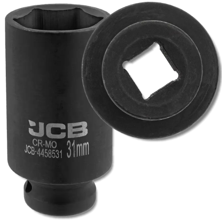 JCB NASADKA udarowa GŁĘBOKA 1/2" Cr-Mo 6-kątna 31mm KLUCZ NASADOWY