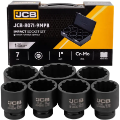JCB Zestaw NASADEK udarowych 1" Cr-Mo 12-kątnych 7 ELEMENTÓW 46-75mm