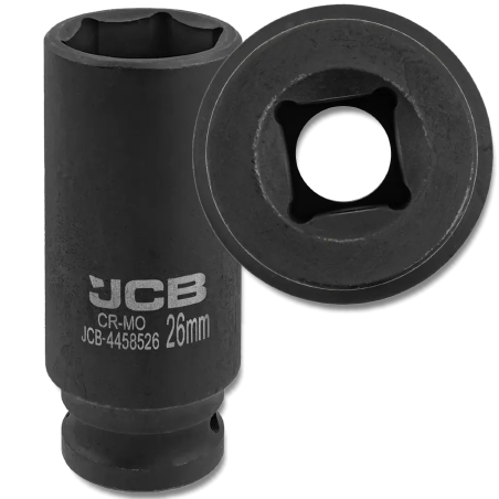 JCB NASADKA udarowa GŁĘBOKA 1/2" Cr-Mo 6-kątna 26mm KLUCZ NASADOWY