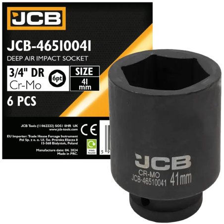 JCB NASADKA udarowa GŁĘBOKA 3/4" Cr-Mo 6-kątna 41mm KLUCZ nasadowy