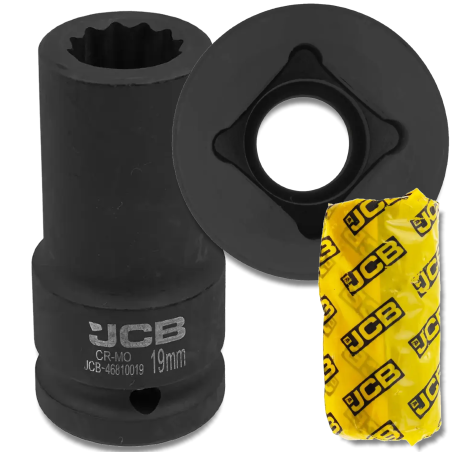 JCB NASADKA udarowa GŁĘBOKA 3/4" Cr-Mo 12-kątna 19mm KLUCZ nasadowy
