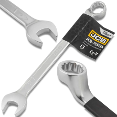 JCB Klucz PŁASKO-OCZKOWY 2-stronny ODGIĘTY o 75 STOPNI 13 mm Cr-V 12-KĄTNY