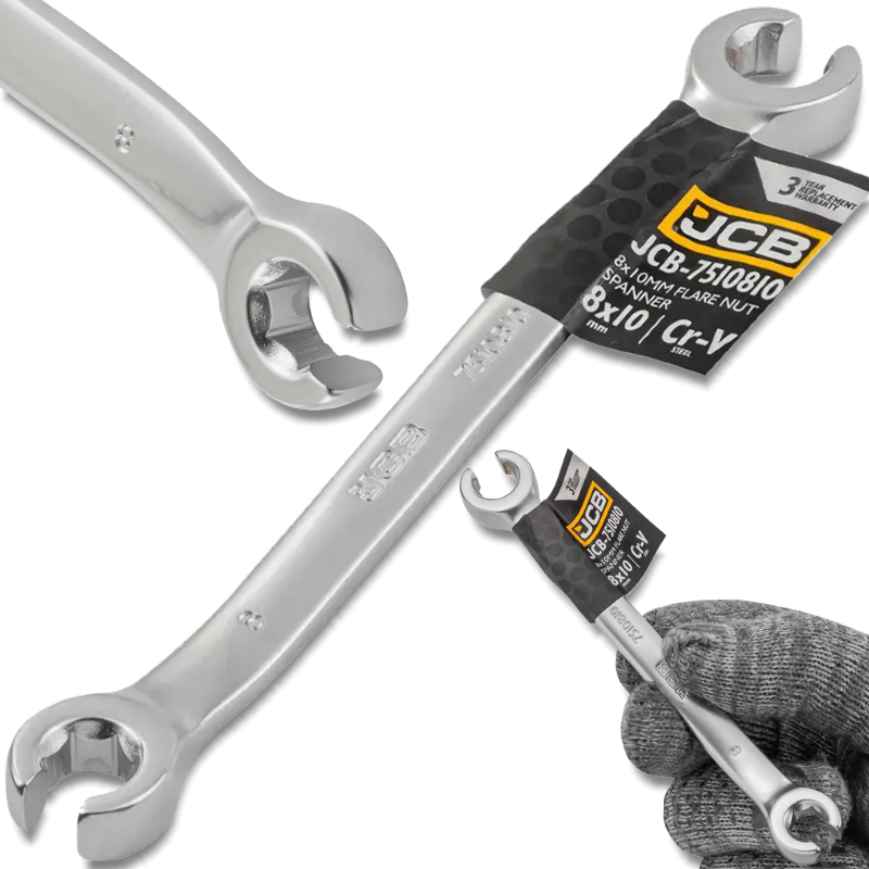 JCB Klucz OCZKOWY rozcięty 8x10 mm 2-STRONNY Cr-V 6-KĄTNY JCB Klucz OCZKOWY rozcięty 8x10 mm 2-STRONNY Cr-V 6-KĄTNY