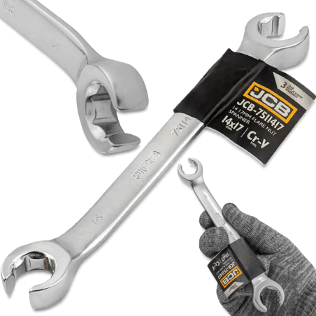 JCB Klucz OCZKOWY rozcięty 14x17 mm 2-STRONNY Cr-V 6-KĄTNY