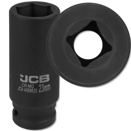 JCB NASADKA udarowa GŁĘBOKA 1/2" Cr-Mo 6-kątna 23mm KLUCZ NASADOWY