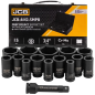 JCB Zestaw NASADEK udarowych GŁĘBOKICH 3/4" Cr-Mo 6-kątnych 14 ELEMENTÓW