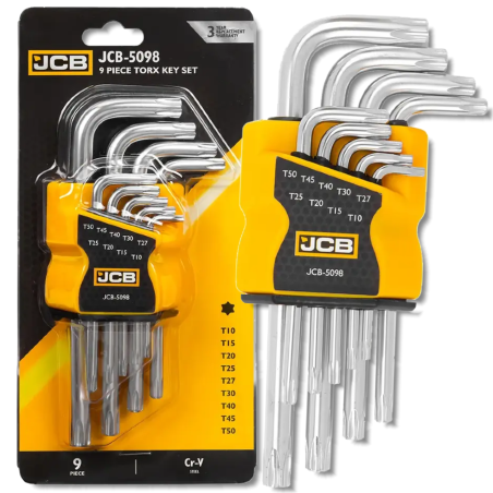 JCB Zestaw KLUCZY TORX 9 ELEMENTÓW T10-T50 typu L Cr-V