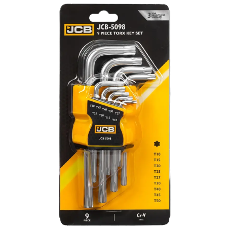 JCB Zestaw KLUCZY TORX 9 ELEMENTÓW T10-T50 typu L Cr-V