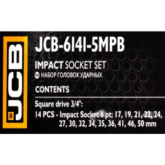 JCB Zestaw NASADEK udarowych 3/4" Cr-Mo 6-kątnych 14 ELEMENTÓW 17-50mm