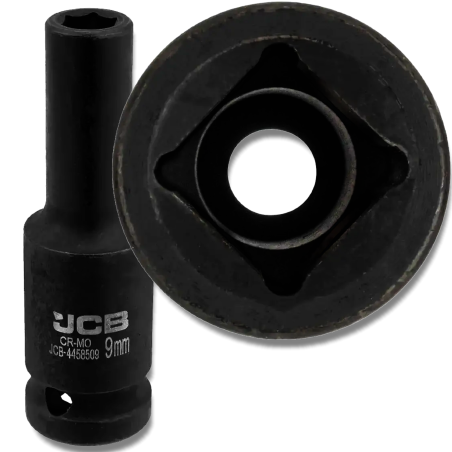 JCB NASADKA udarowa GŁĘBOKA 1/2" Cr-Mo 6-kątna 9mm KLUCZ NASADOWY