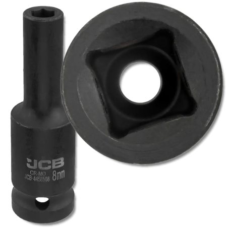 JCB NASADKA udarowa GŁĘBOKA 1/2" Cr-Mo 6-kątna 8mm KLUCZ NASADOWY